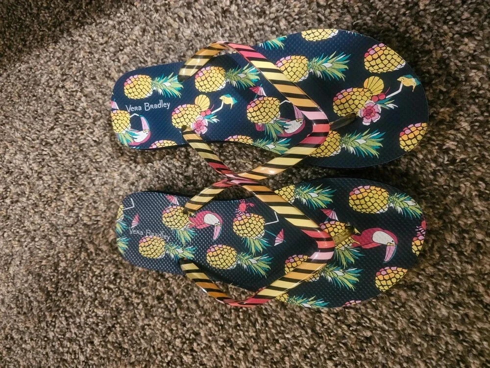 Vera Bradley Toucan Party Flip Flops – Tropical Pineapple Print Sandals